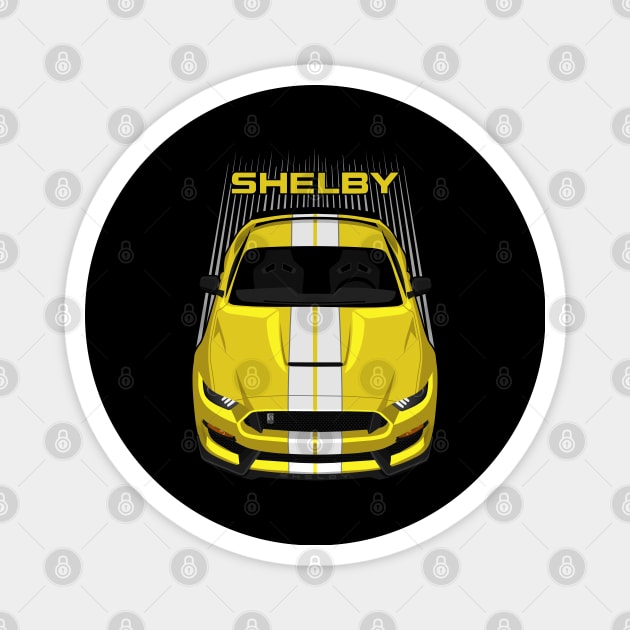 Ford Mustang Shelby GT350 2015 - 2020 - Yellow - White Stripes Magnet by V8social